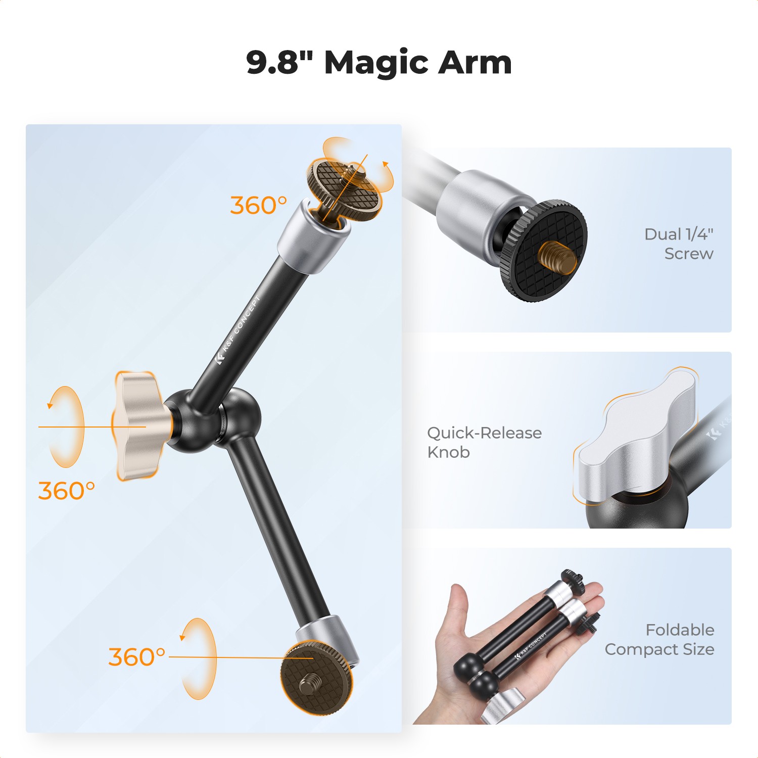 360-degree adjustment and central lock of the KF31.131S4 arm
