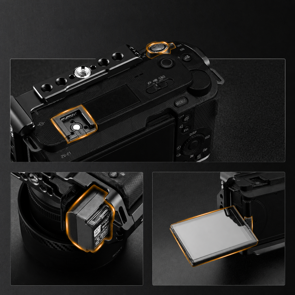 Unobstructed controls, battery and flip screen