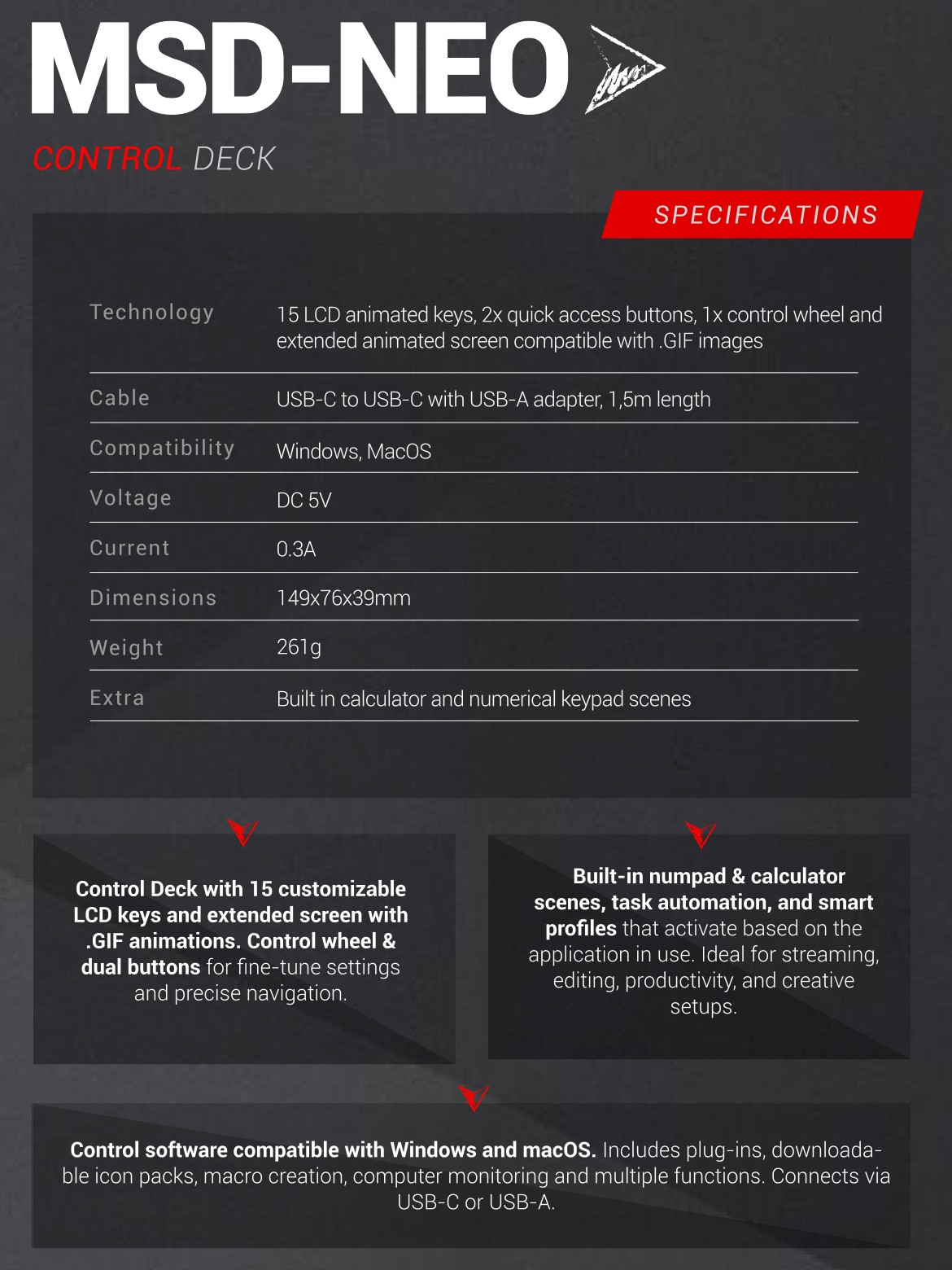 Mars Gaming MSD-NEO – Specifications at a glance