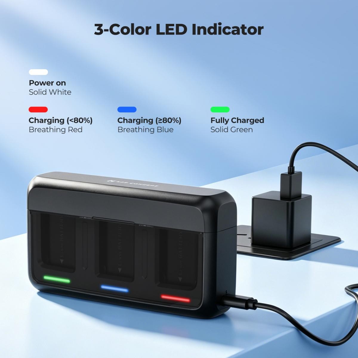 K&F Concept baterie Canon LP-E6NH 2400mAh, 3 ks + nabíječka na 3 sloty