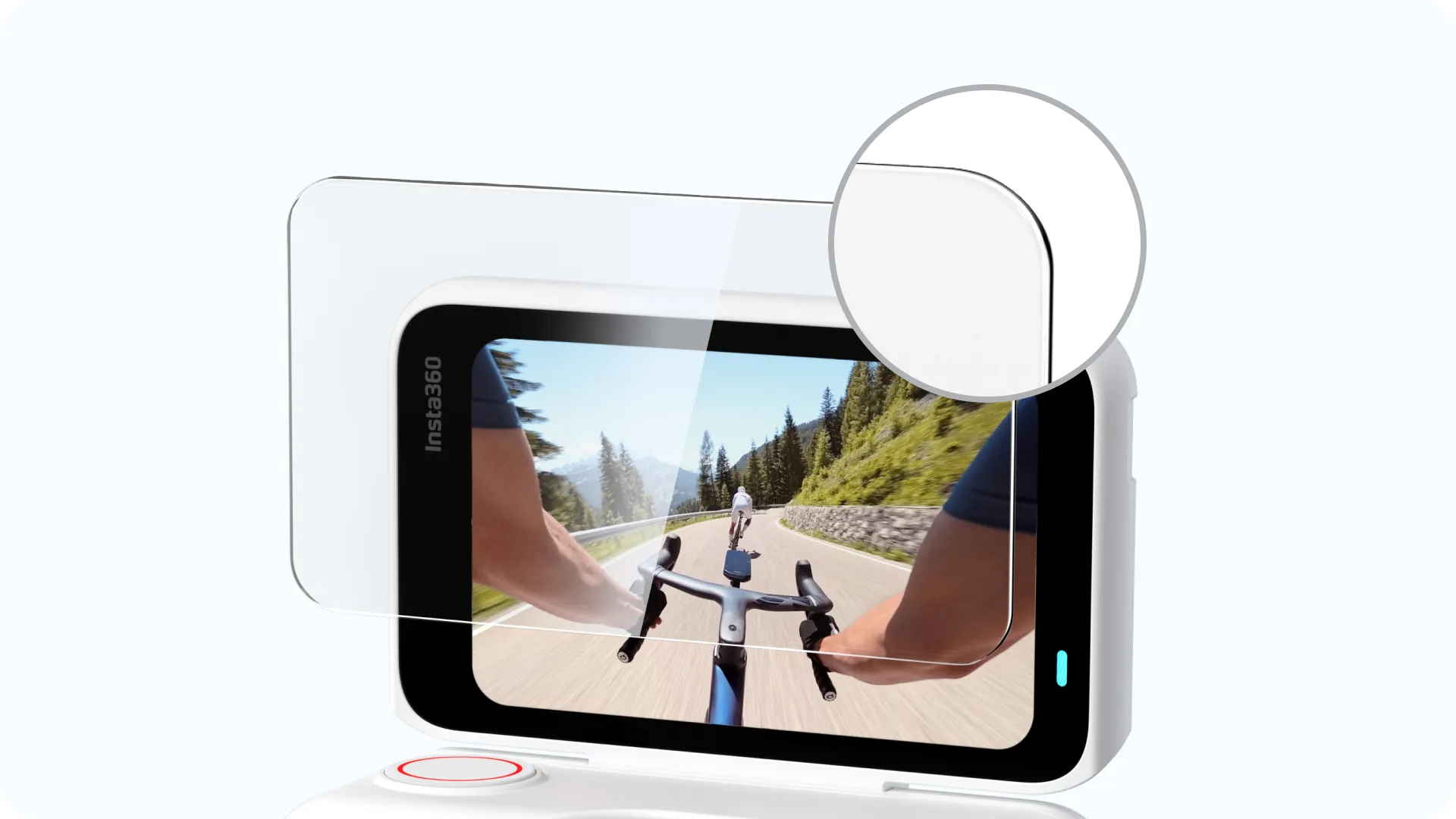 Rounded edges of the Insta360 GO Ultra screen protector