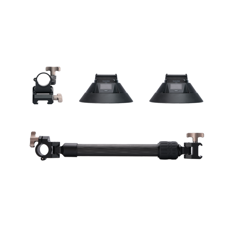 Two electric suction cups, support rod and mounting adapters for Insta360