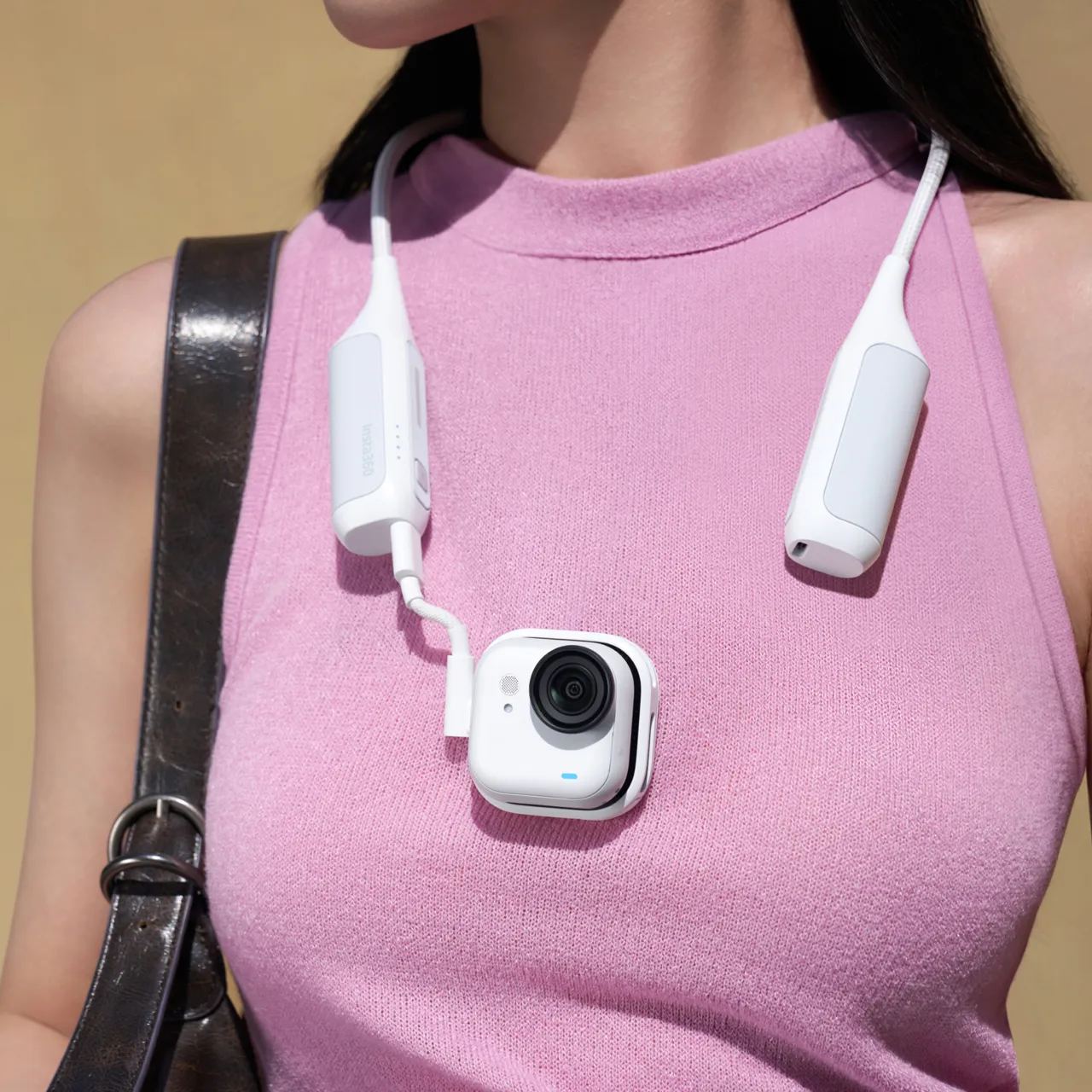 GO Ultra camera worn on the chest with the FOMO Power Neck Mount