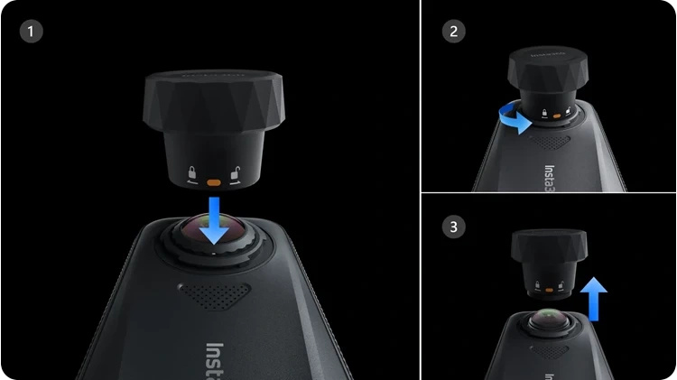 Removing and installing an Insta360 X4 Air lens