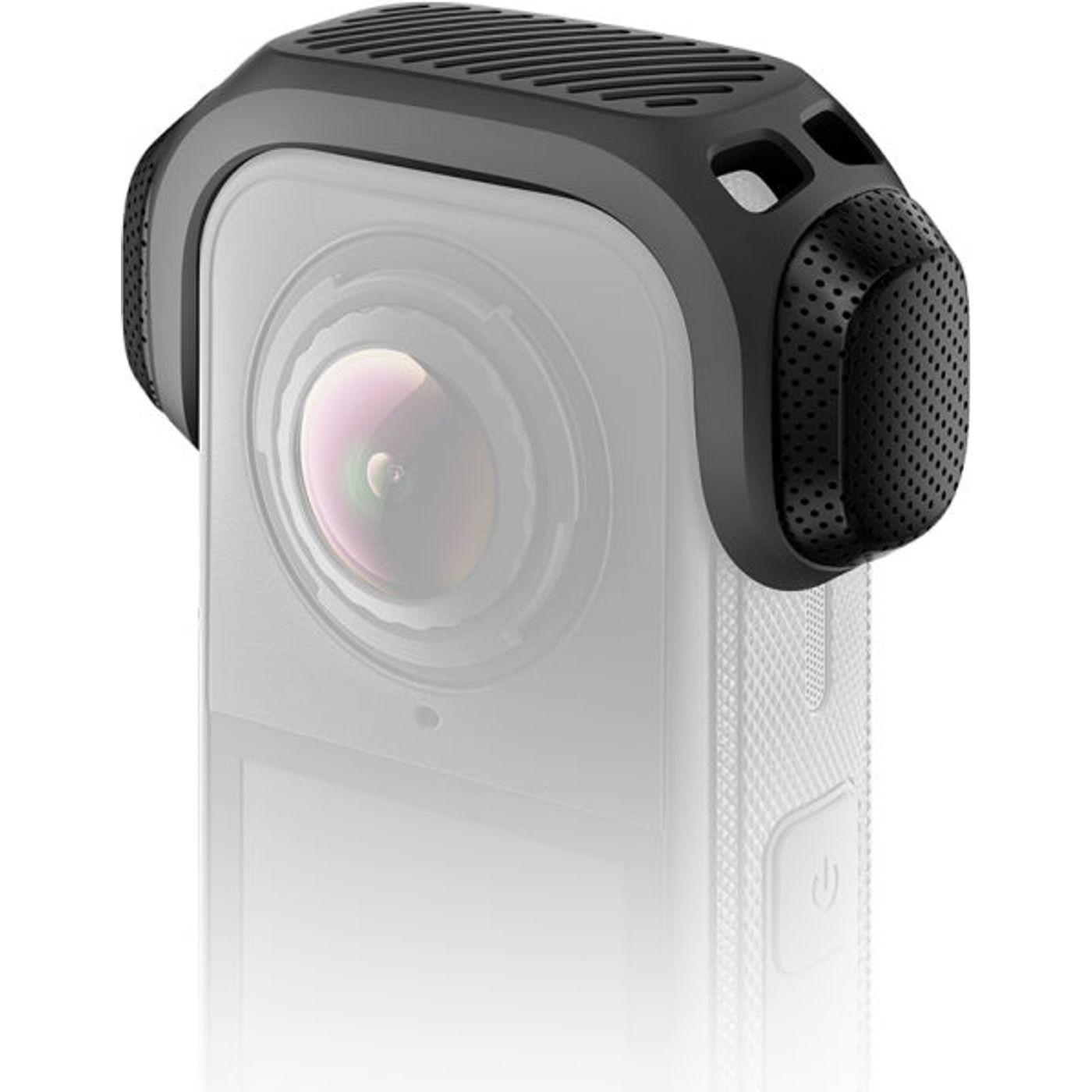 Insta360 X4 Air Mic Windshield fitted to the camera