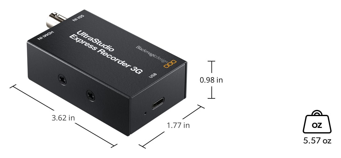 UltraStudio Express Recorder 3G – Dimensions and weight