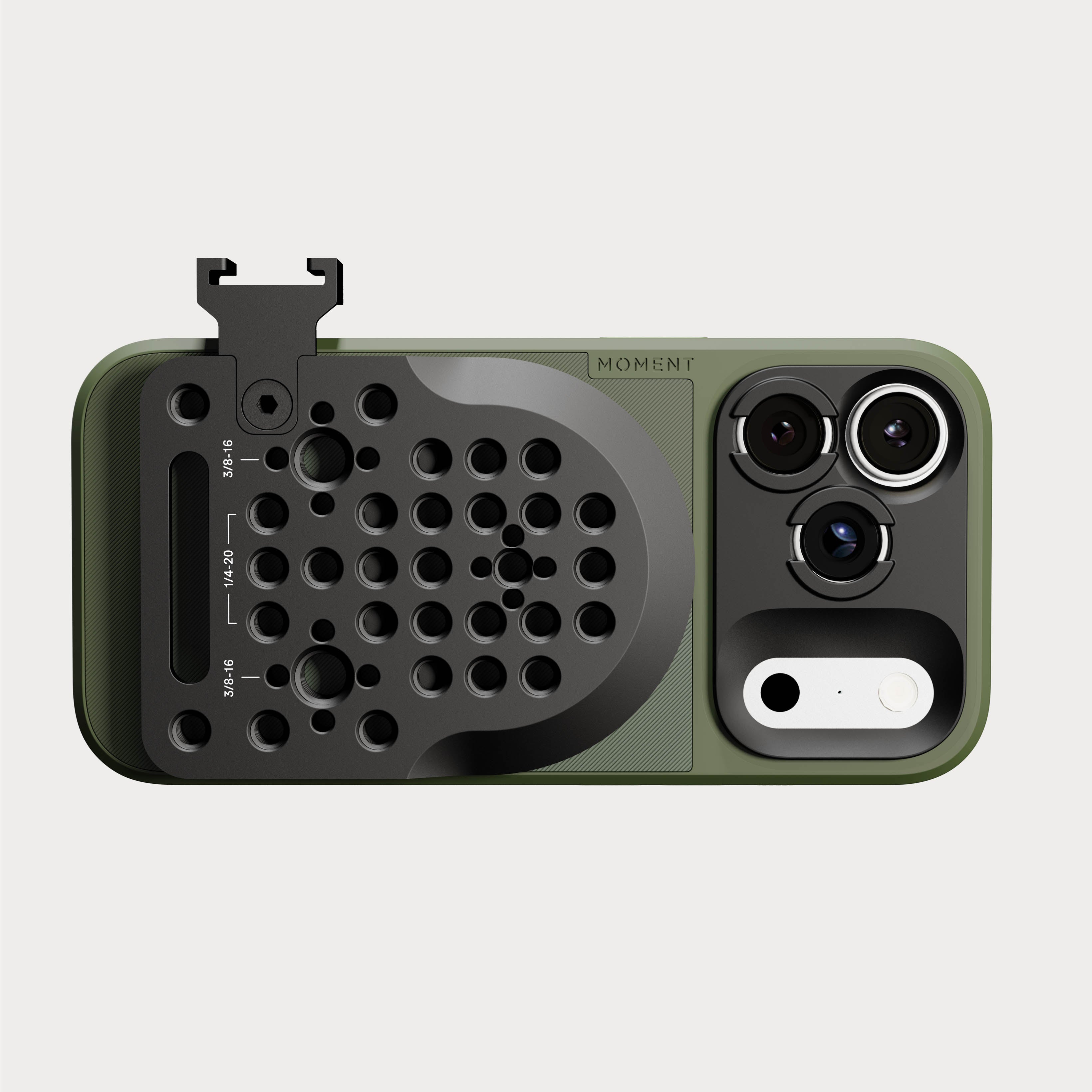 Moment MagForce plate mounted on a phone