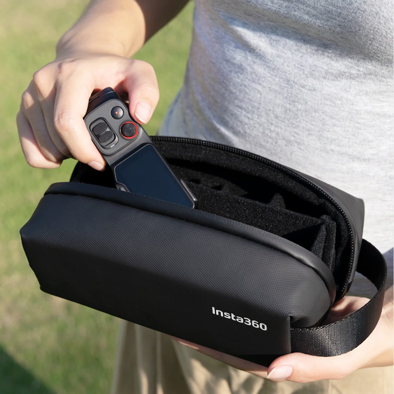 Open bag with organized accessories