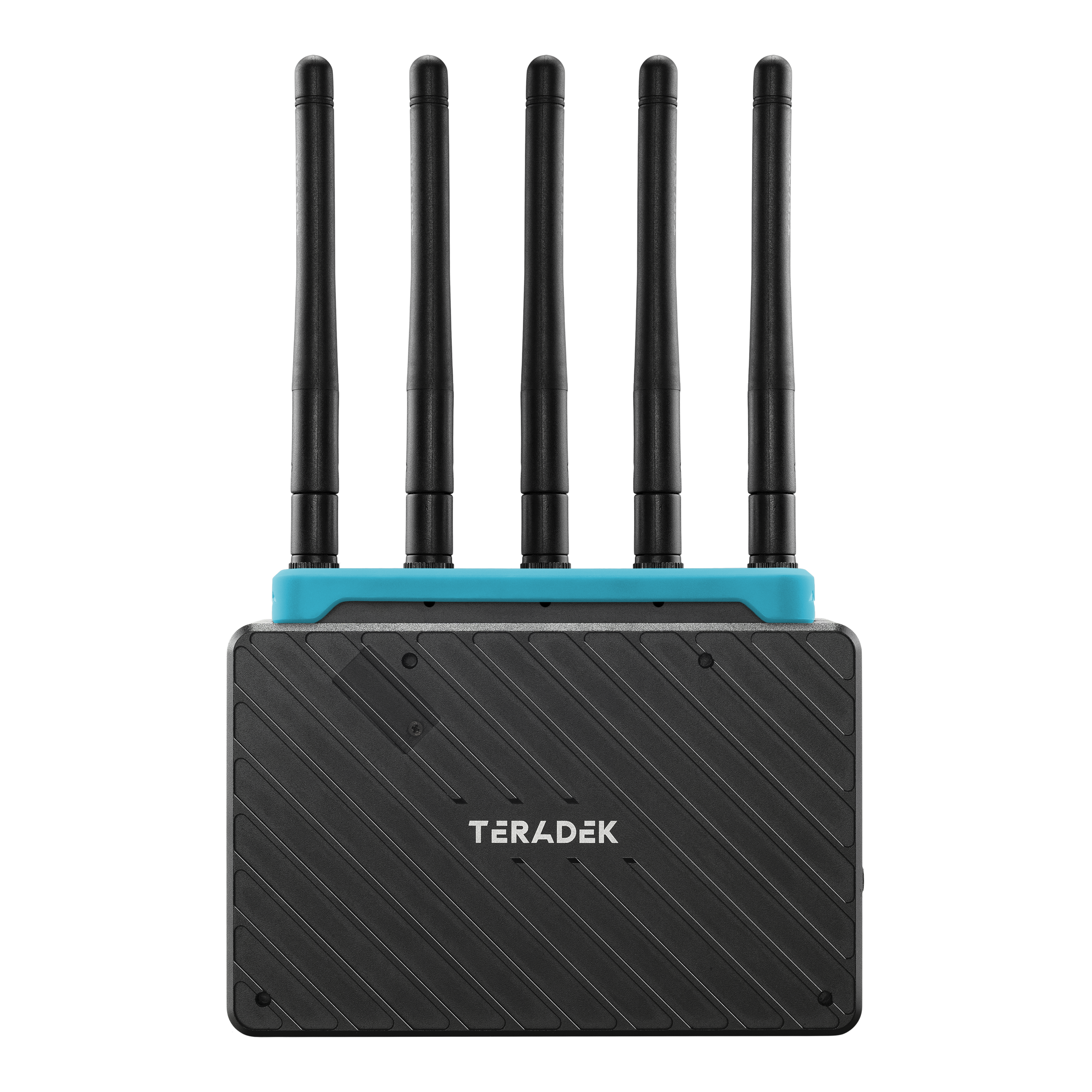 Teradek 11-0977 Teal silicone band fitted to a Bolt 6 LT RX receiver; receiver not included