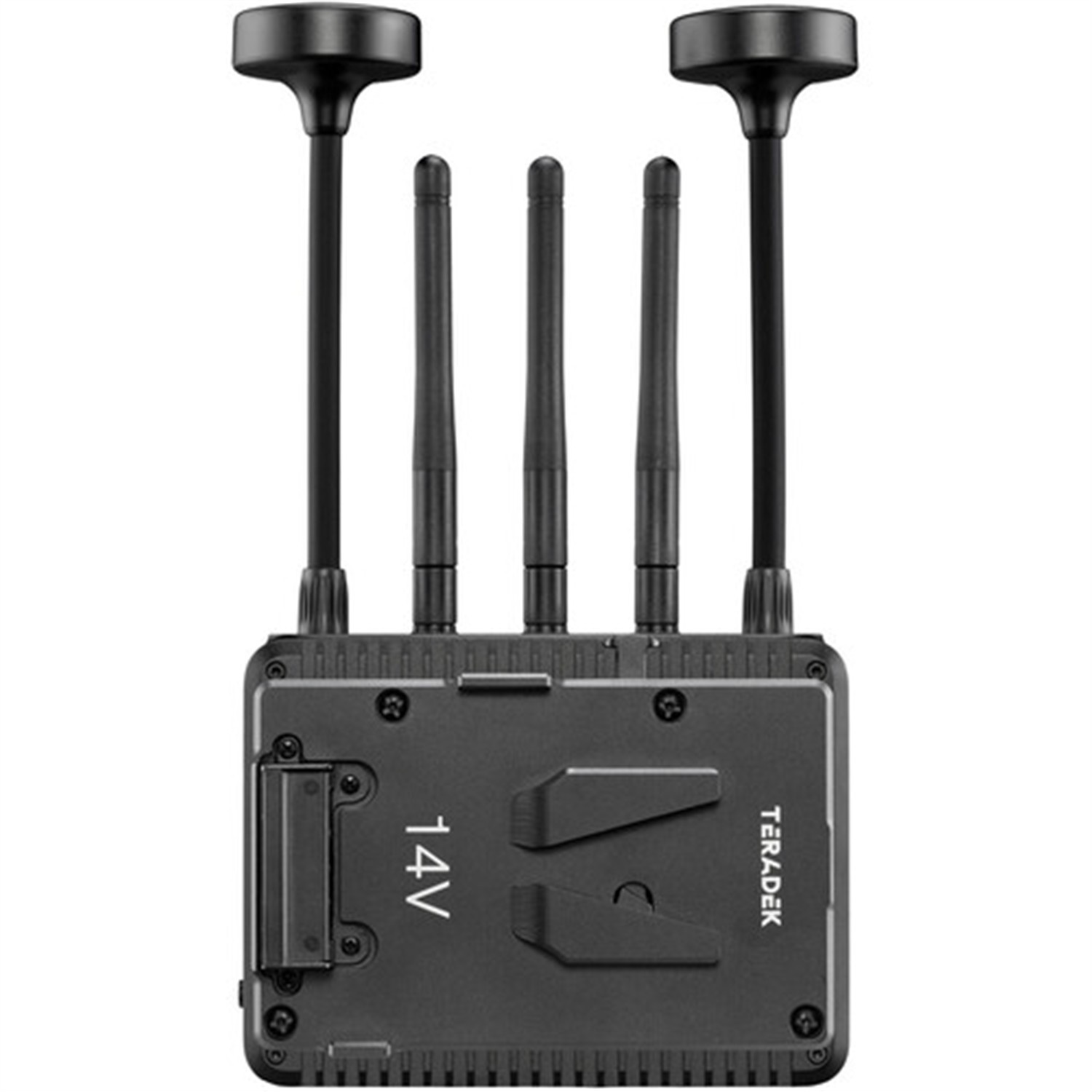 Teradek Ranger Micro 5000 receiver with V-Mount plate, rear view