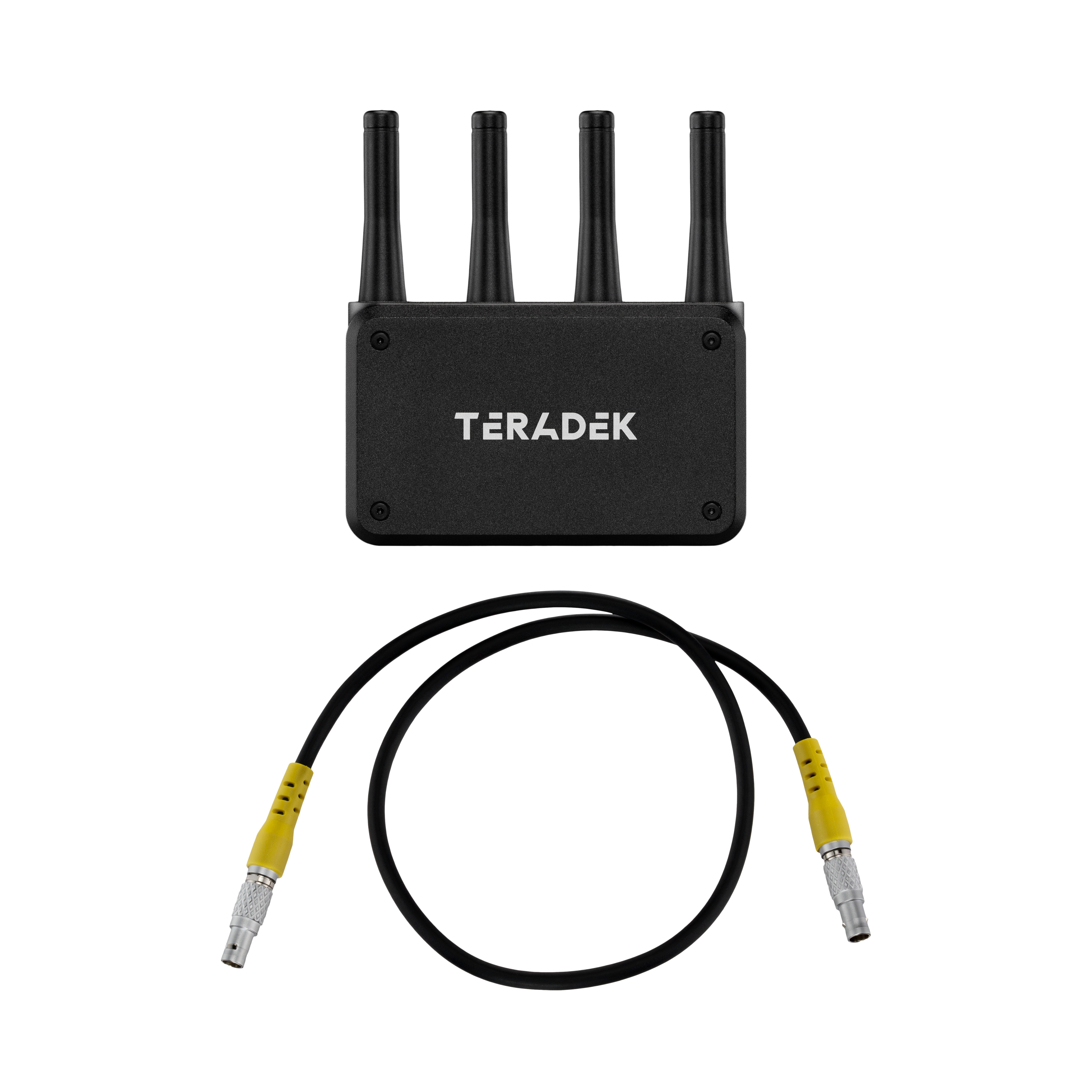 Teradek Node 5G 10-0033-L modem with 5-pin-to-5-pin cable and antennas