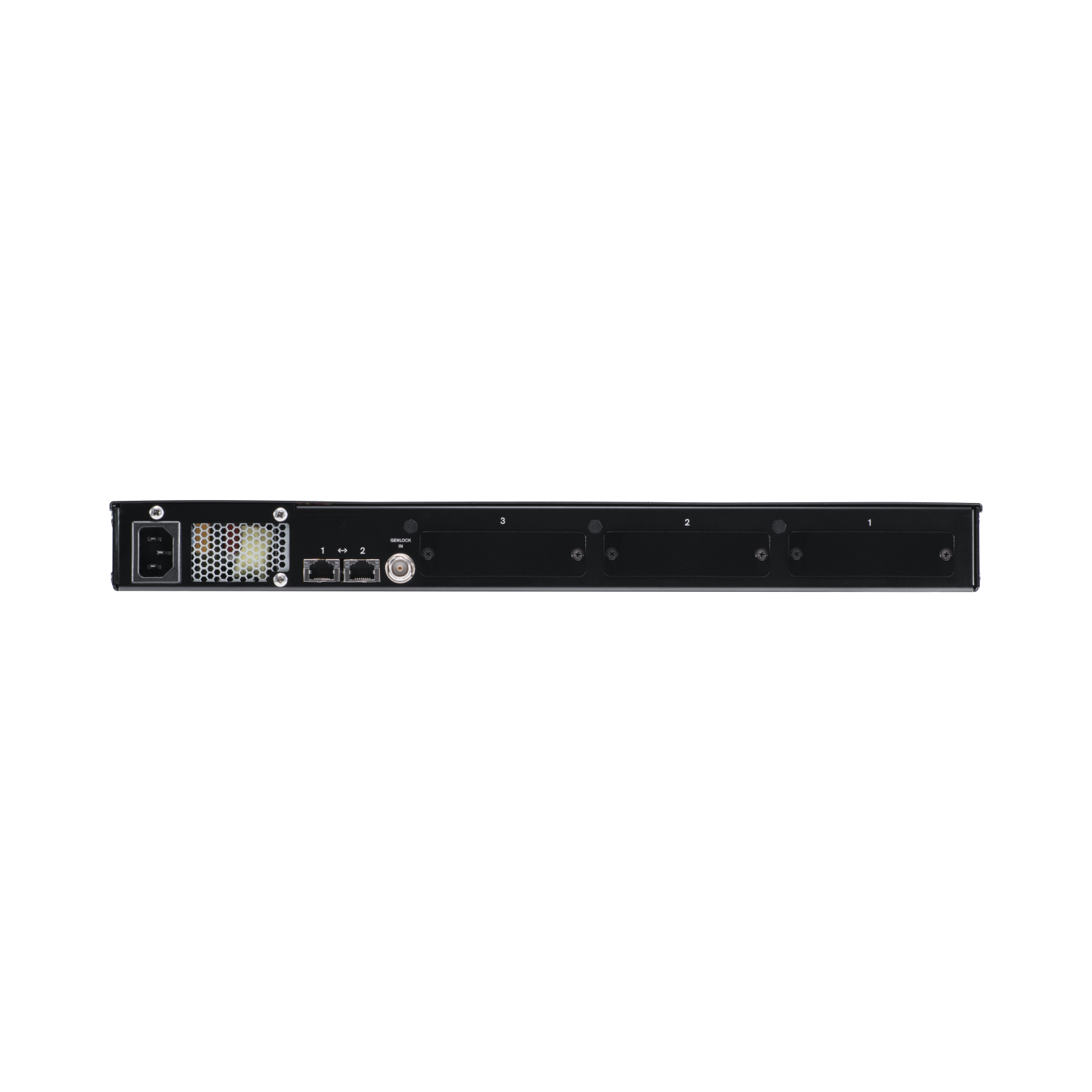 Rear of the Teradek Prism 801 chassis showing RJ45 ports and power connection