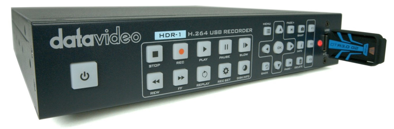 Datavideo HDR-1 with a USB flash drive connected