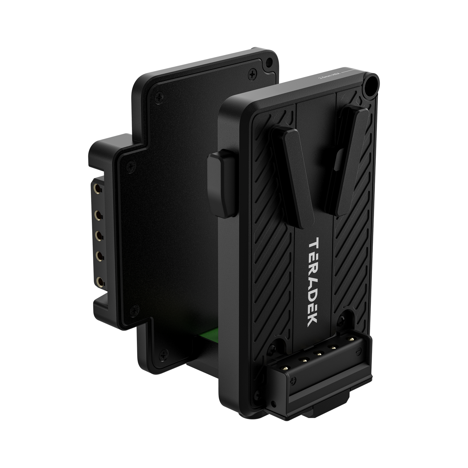 Rear of the Teradek Bolt 7 Battery Cradle RX V-Mount showing the smart connector