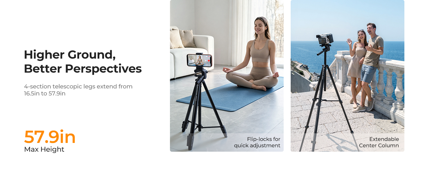 K&F Concept S204A1 – aluminium travel tripod 147 cm with 3-way head