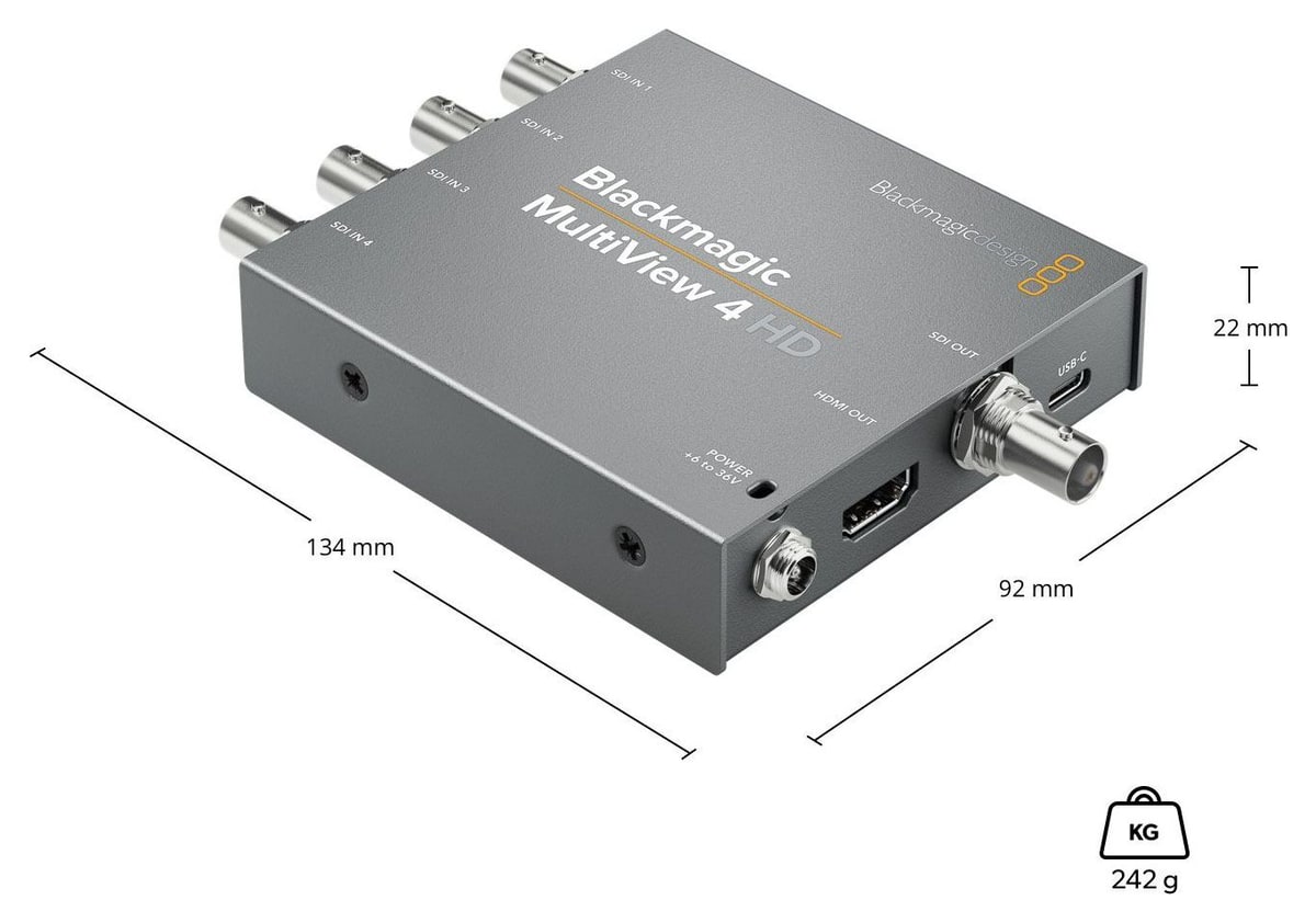 Blackmagic MultiView 4 HD – Dimensions and weight