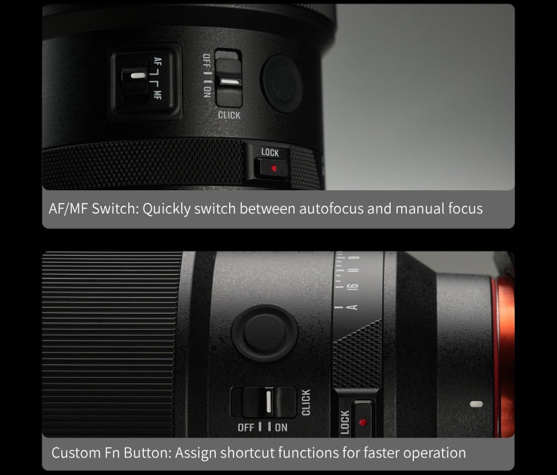 Meike 85mm F1.4 STM MIX II FZ – Controls on the lens barrel