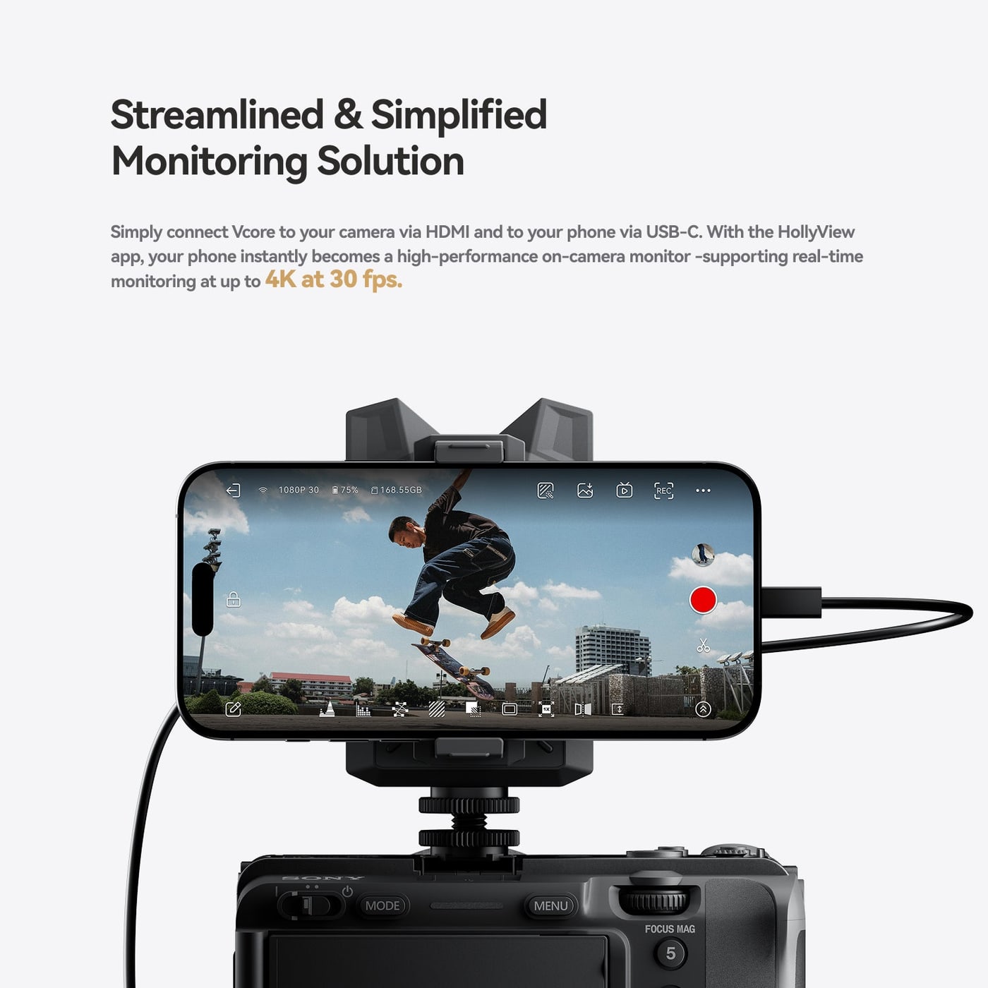 Hollyland Vcore – On-camera monitor over USB-C