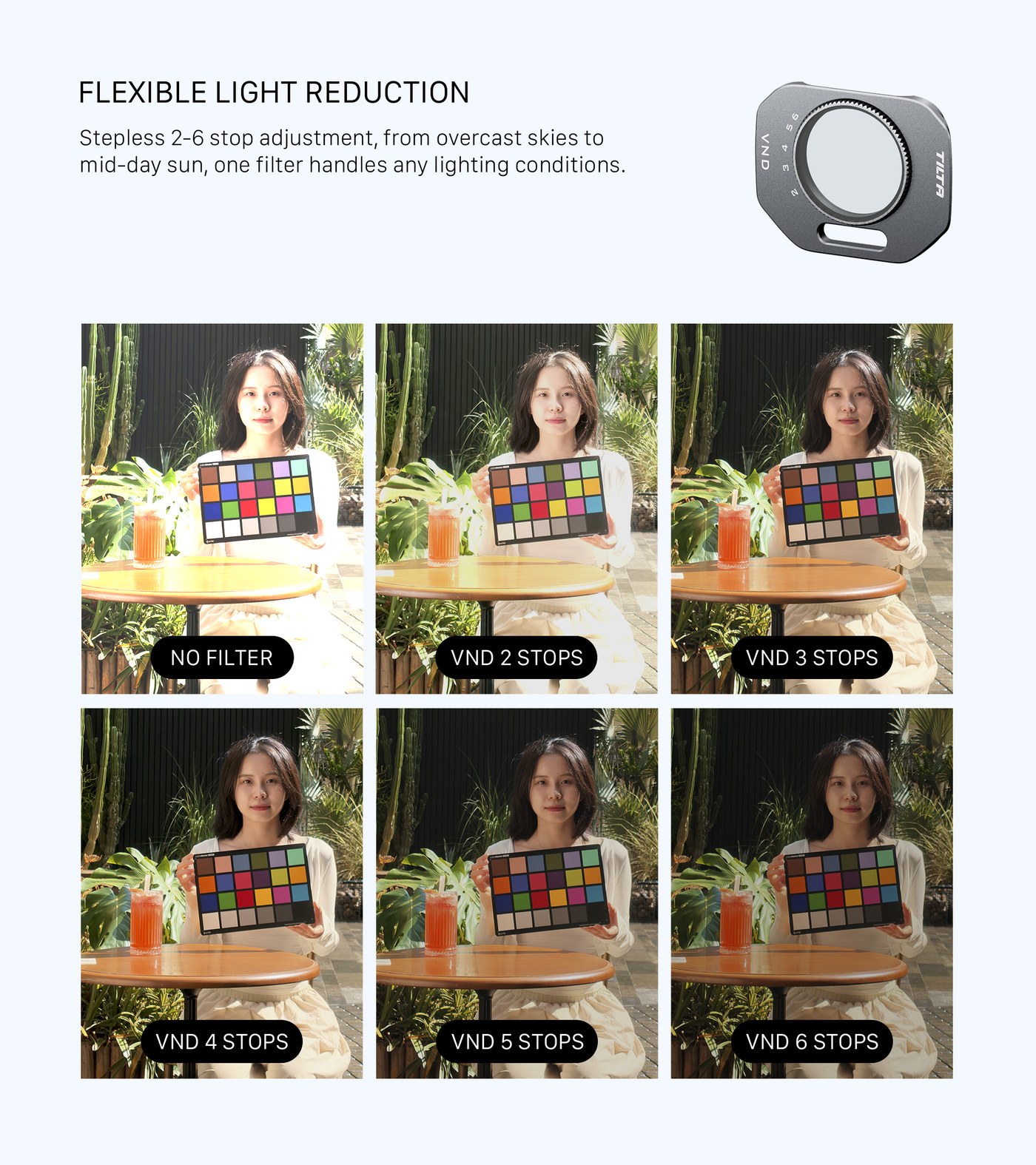 Variable ND: 2 to 6 stops
