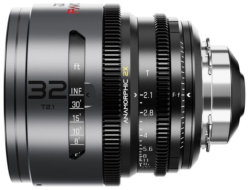 DZOFILM Pavo 32mm T2.1 2× Anamorphic – Neutral, PL/EF, Feet Scale