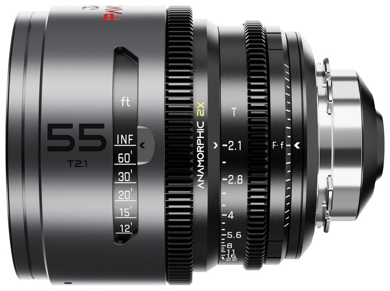 DZOFILM Pavo 55mm T2.1 2× Anamorphic – Neutral, PL/EF, Feet Scale