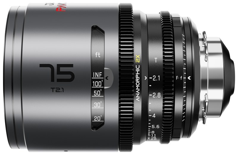 DZOFILM Pavo 75mm T2.1 2× Anamorphic – Neutral, PL/EF, Feet Scale