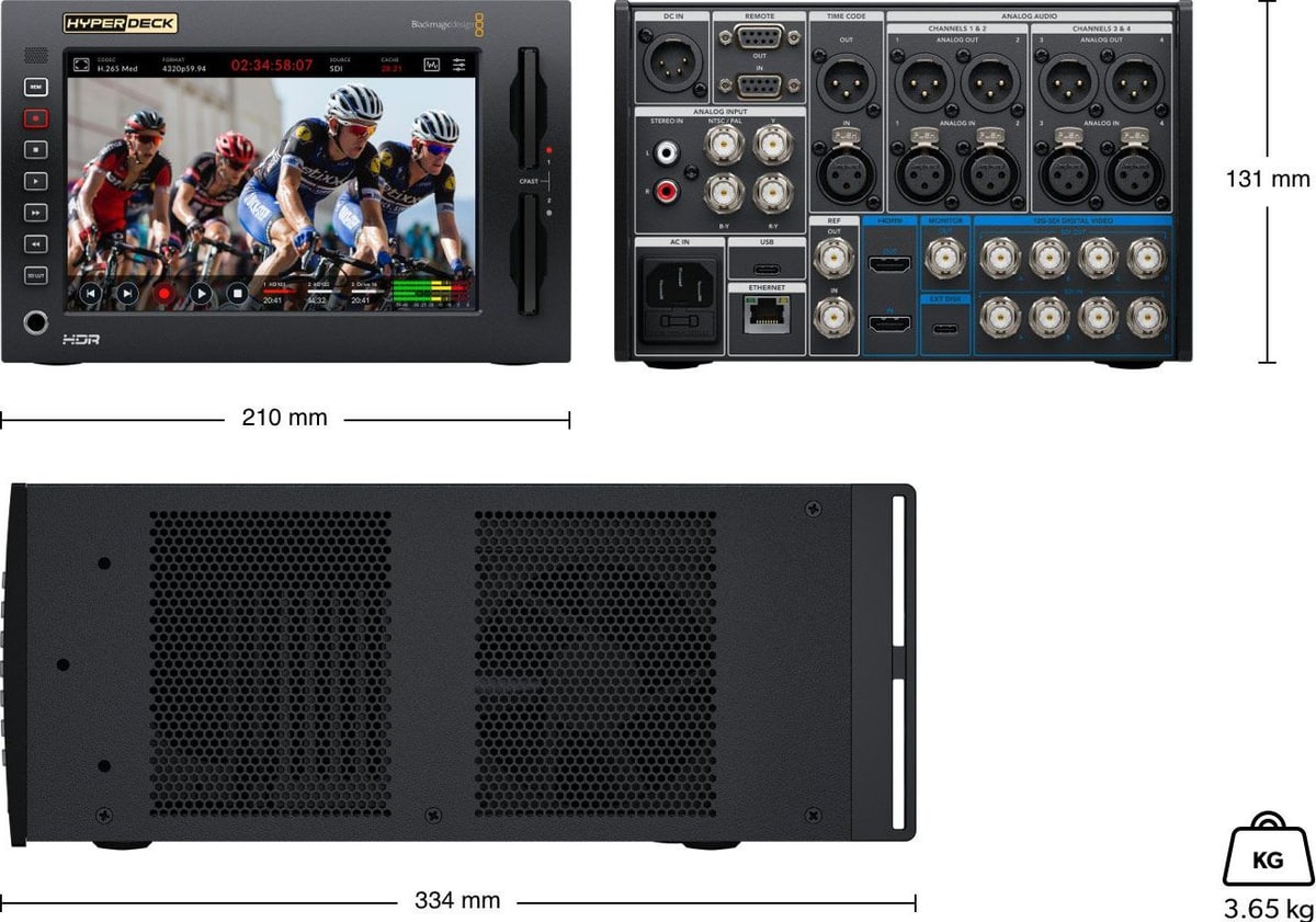 HyperDeck Extreme 8K HDR – Dimensions and weight