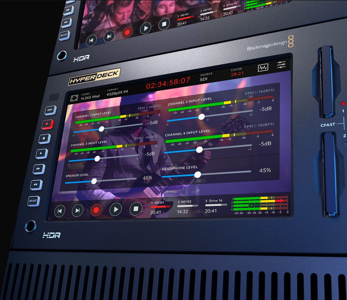 HyperDeck Extreme 8K HDR – Multi-channel SDI and analog audio