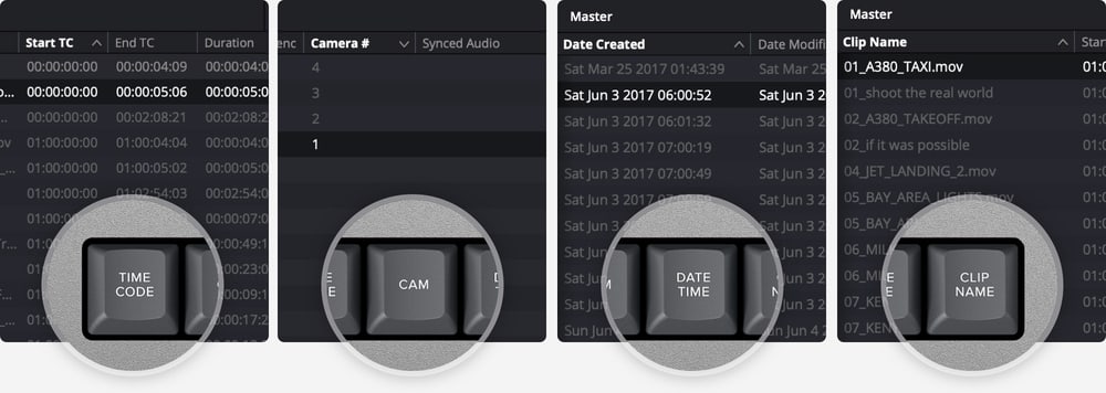DaVinci Resolve Editor Keyboard – Source tape sorting