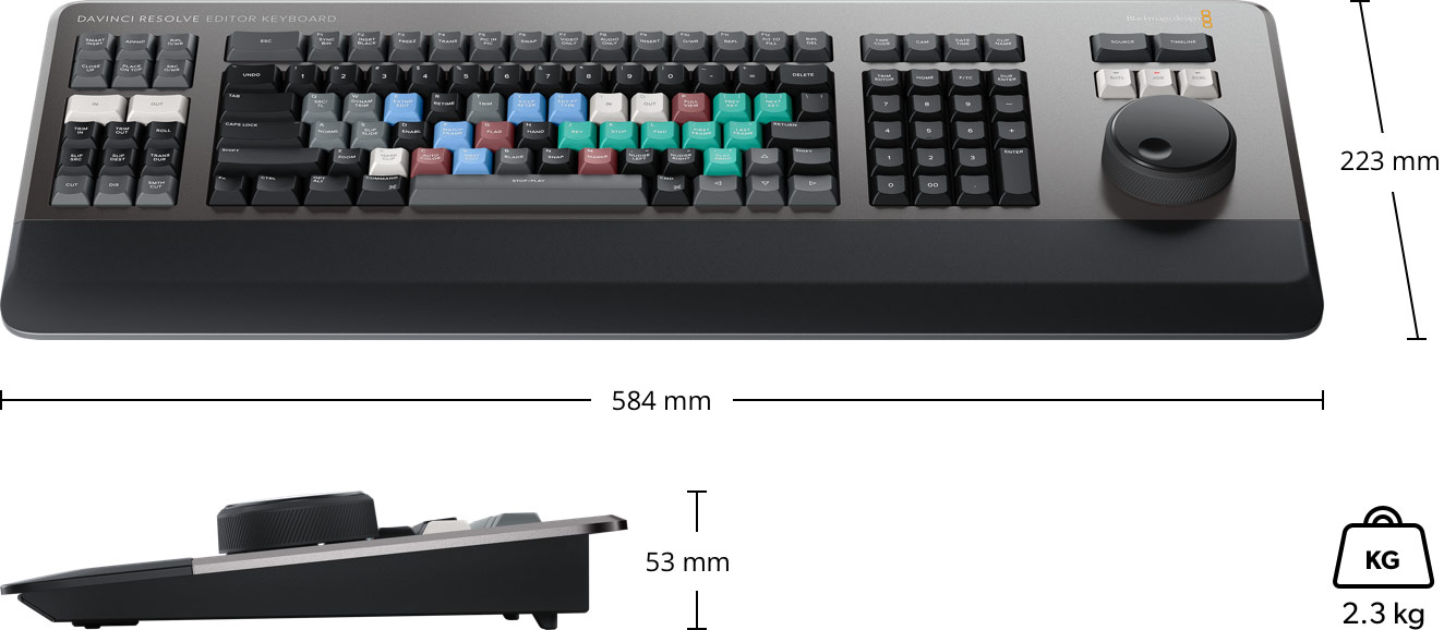 DaVinci Resolve Editor Keyboard – Dimensions and weight