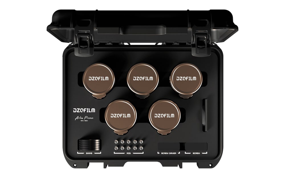 A 5-lens set in a case