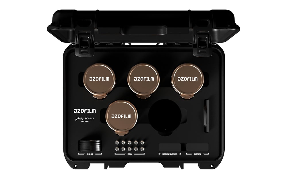A 4-lens set in a case