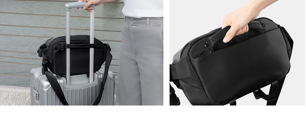 On a suitcase or in the hand
