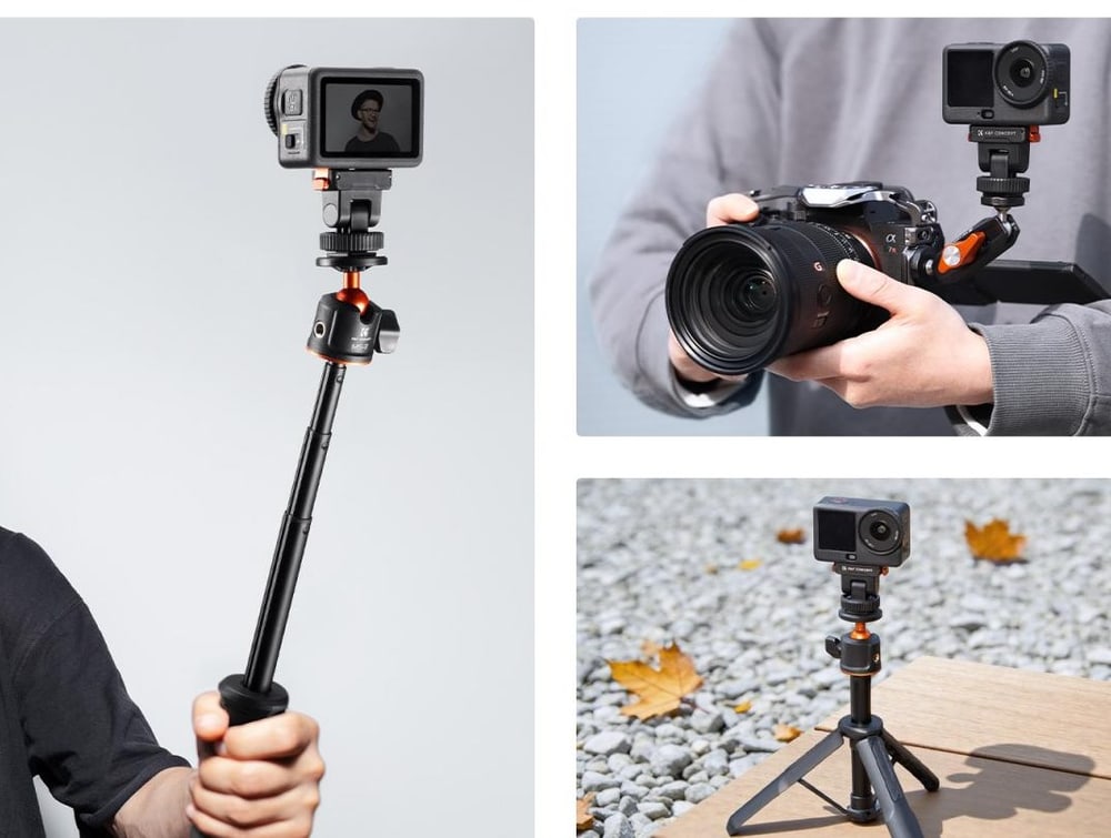 On a tripod, selfie stick or magic arm