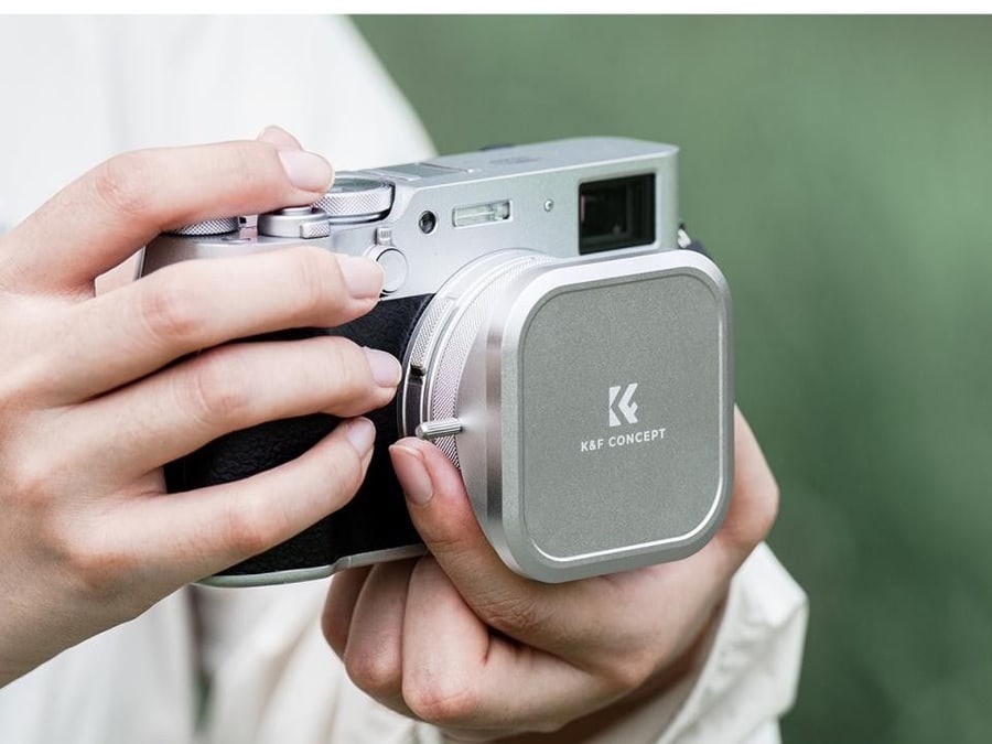 K&F Concept set of UV filter, lens hood and cap for Fujifilm X100, silver