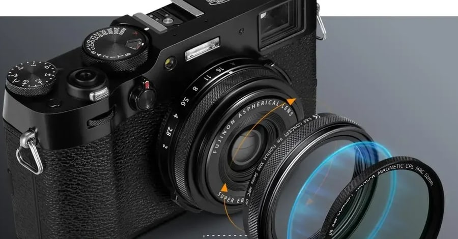 K&F Concept set of UV filter, lens hood and cap for Fujifilm X100, black