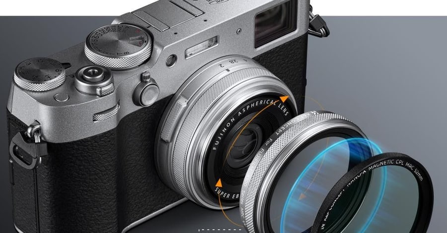 K&F Concept set of UV filter, lens hood and cap for Fujifilm X100, silver