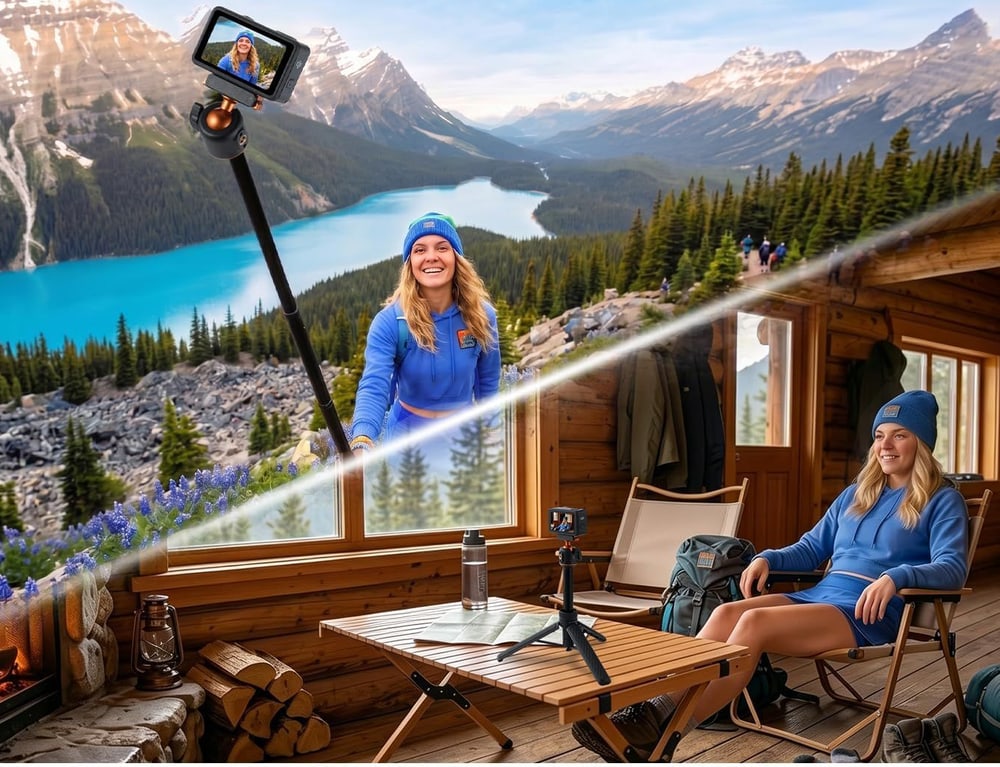 Selfie stick and tripod for trips