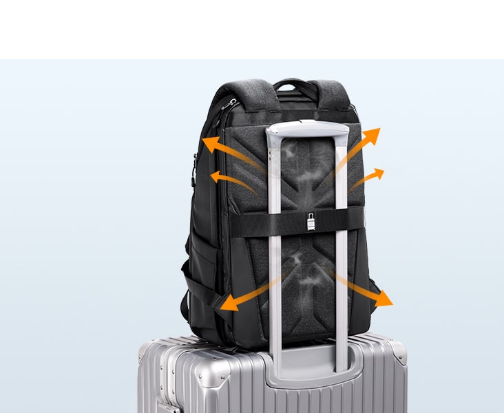 On the suitcase and outdoors
