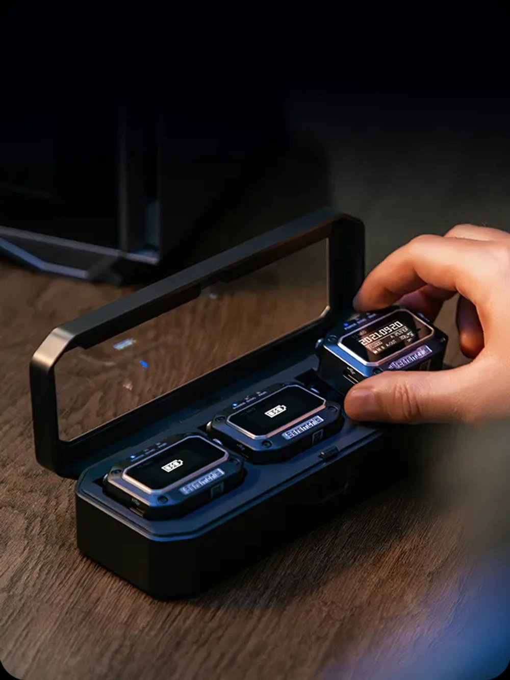 Charging case for three units