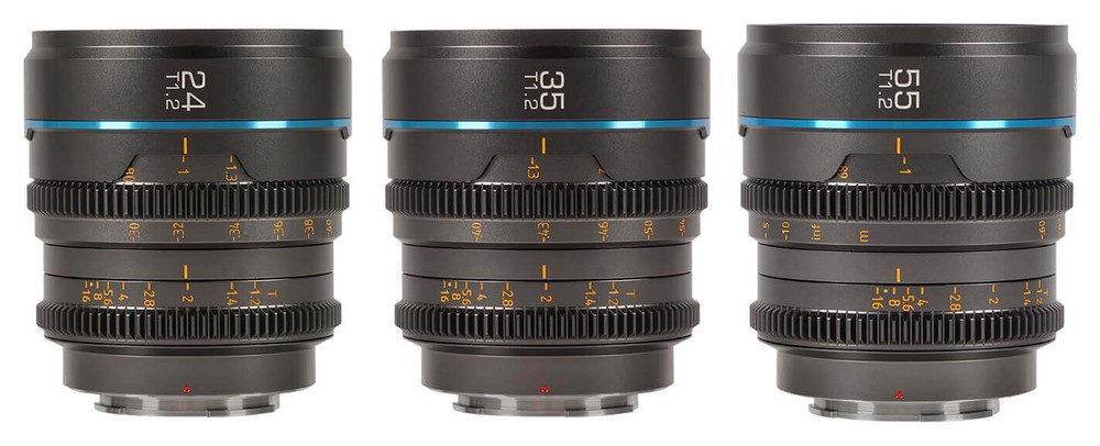 Sirui Nightwalker 24/35/55mm T1.2 S35 Cine Lens Set (Canon RF, Metal Gray)