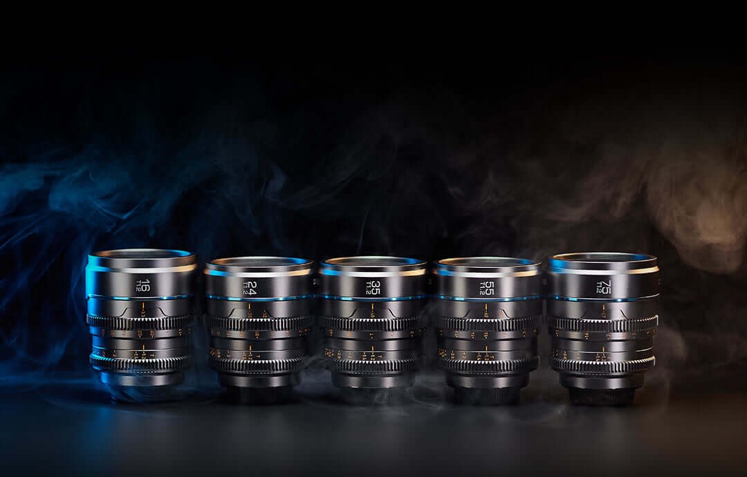 Sirui Nightwalker 16/75mm T1.2 S35 Cine Lens Set (MFT, Metal Gray) – Five focal lengths in one series