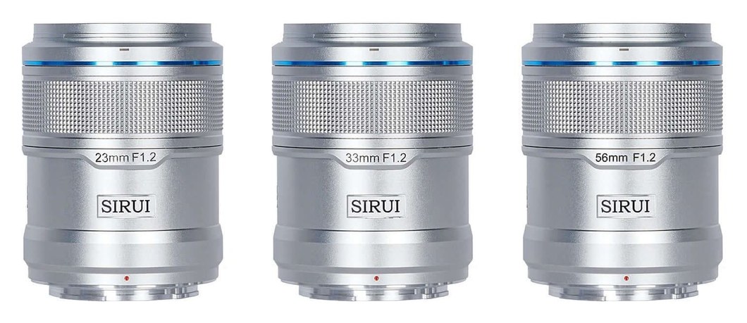 Sirui Sniper 23/33/56mm F1.2 APS-C AF 3-Lens Kit, Fuji X, Silver – Similar size and weight
