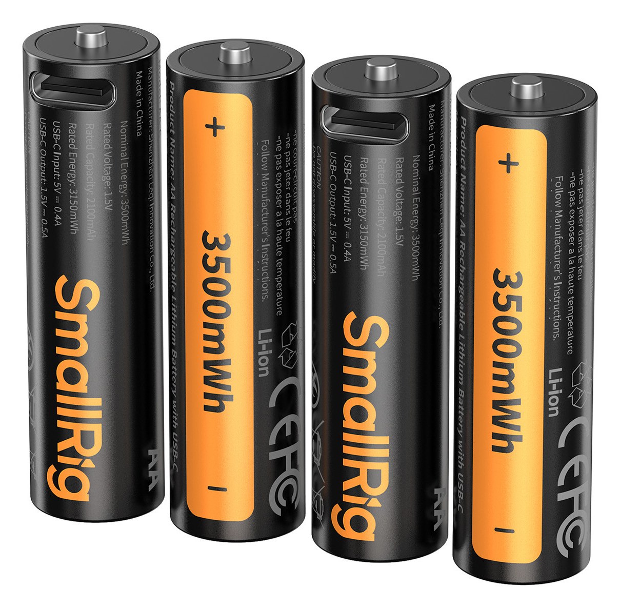 Rechargeable AA batteries with USB-C, 4-pack