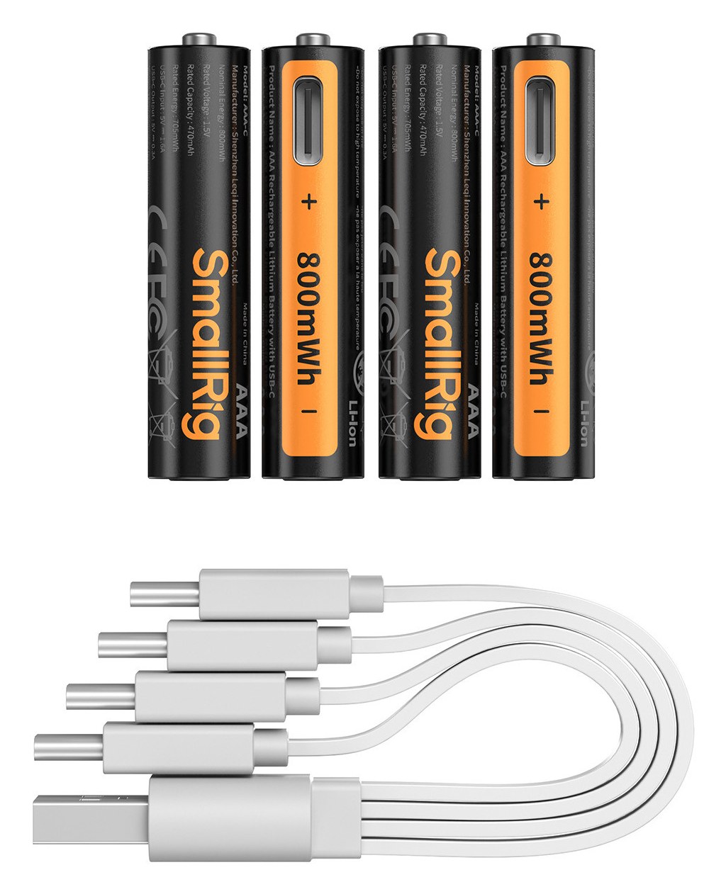 Rechargeable AAA batteries with USB-C, 4-pack
