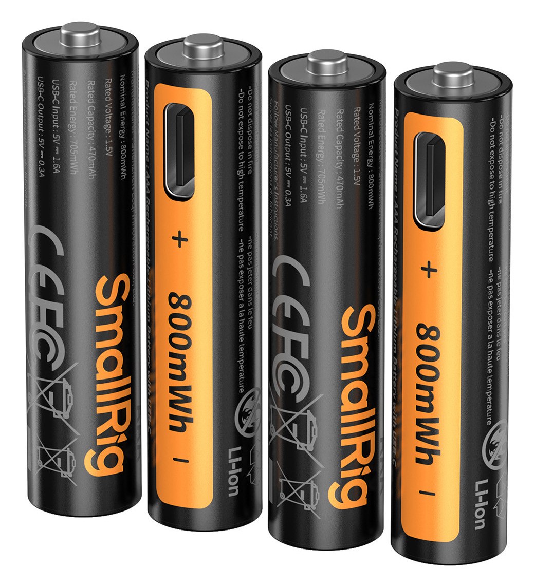 Rechargeable AAA batteries with USB-C, 4-pack
