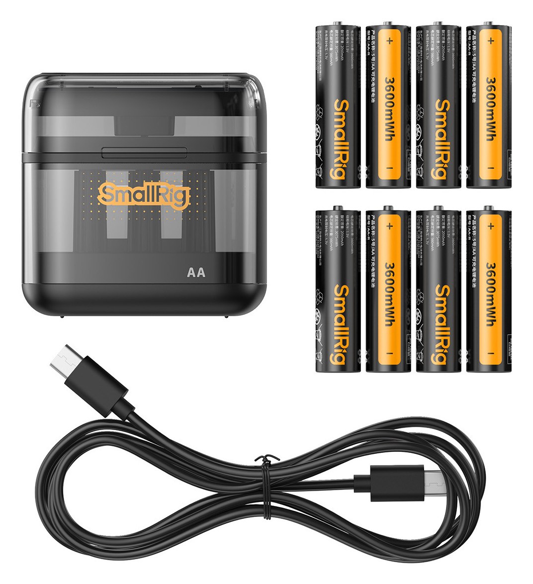 8 AA batteries with a charging case