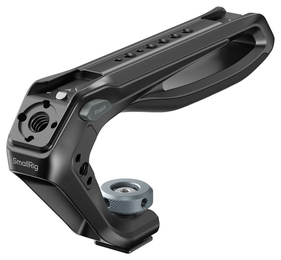 Top handle with a cold shoe mounting base