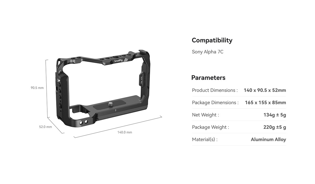 SmallRig Cage for Sony Alpha 7C 3081B