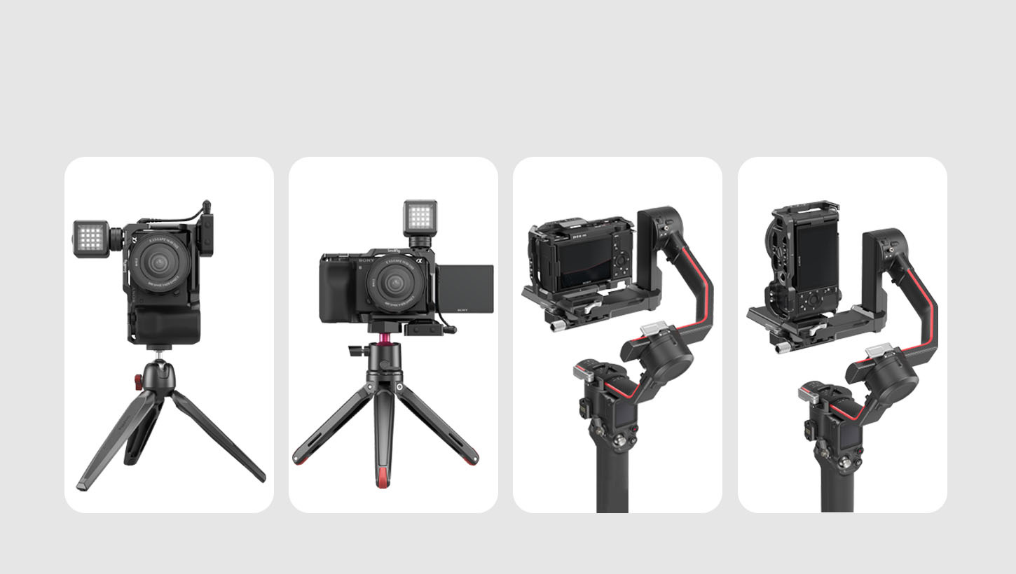 Switch between tripod shooting and stabilizer shooting horizontally and vertically